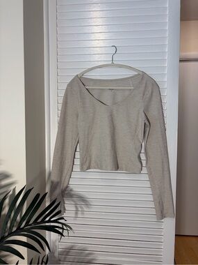 Athleta Neutral Scoop Neck Long Sleeve Top - Oatmeal Color
